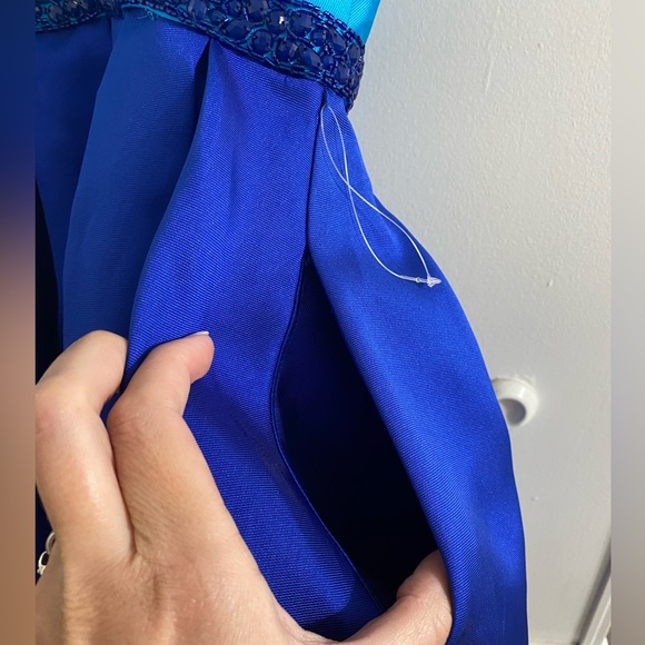 COLORS DRESS Short Royal Blue Color Block Gown Size 0 - Picture 10 of 14